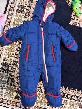 Free Country Navy Blue Infant Snowsuit with Red Trim